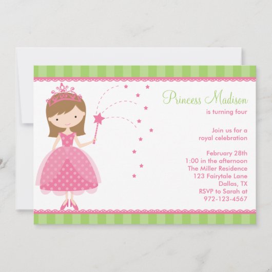 Princess Birthday Party Kaart (Voorkant)