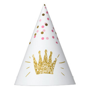 Princess Birthday Party Paper pet Pink Gold Crown Feesthoedjes
