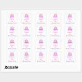 Princess Birthday Party Pink en Paars Vierkante Sticker (Vel)