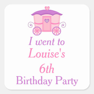 Princess Birthday Party Pink en Paars Vierkante Sticker