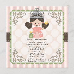 Princess Birthday Photo Invitations Card Brunette Kaart