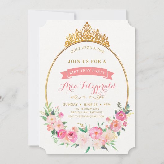 Princess Birthday Uitnodiging (Voorkant)