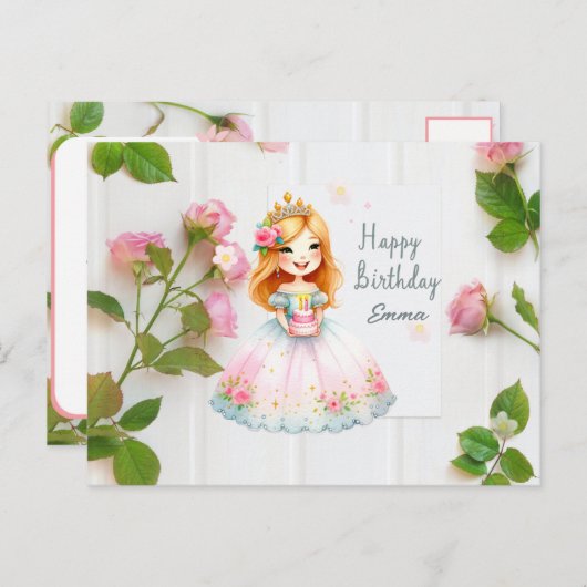Princess Birthday Wish Briefkaart (Voorkant / Achterkant)