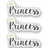 Princess Black Script Font Crown Sticker (Voorkant)