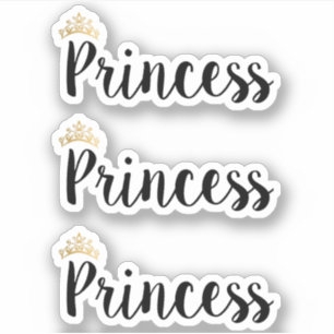 Princess Black Script Font Crown Sticker