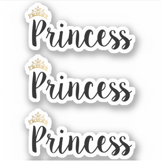 Princess Black Script Font Crown Sticker (Voorkant)
