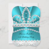 Princess Blauwgroen Blue Diamond Tiara Birthday Pa Kaart (Voorkant)