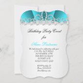 Princess Blauwgroen Blue Diamond Tiara Birthday Pa Kaart (Achterkant)