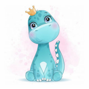 Princess Blauwgroen Dinosaur Baby shower Cake Topp Staand Fotobeeldje