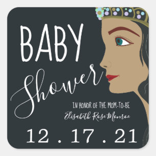 Princess Blue Baby shower Save the Date Vierkante Sticker