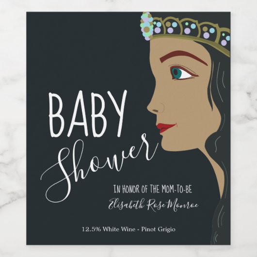 Princess Blue Baby shower Wijn Etiket (Enkel label)