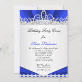 Princess Blue Diamond Tiara Birthday Party Kaart (Achterkant)