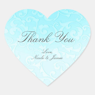Princess Blue Elegant Storybook Swirl Wedding Hart Sticker