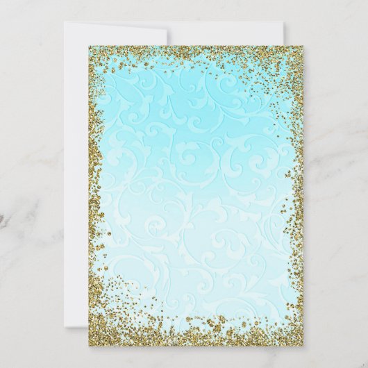 Princess Blue Elegant Storybook Swirl Wedding Kaart (Achterkant)