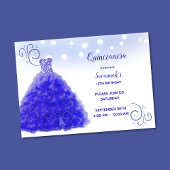 Princess Blue Gown String Lights Quinceanera Kaart