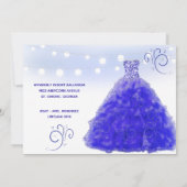 Princess Blue Gown String Lights Quinceanera Kaart (Achterkant)
