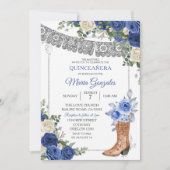 Princess Boot Silver Navy Quinceañera Invitation (Devant)