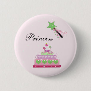 Princess Cake en Green Wand Ronde Button 5,7 Cm