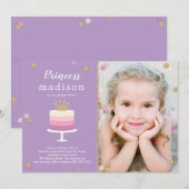 Princess Cake Foto Verjaardag Uitnodiging (Voorkant / Achterkant)