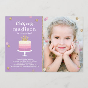 Princess Cake Photo Invitation de fête d'anniversa