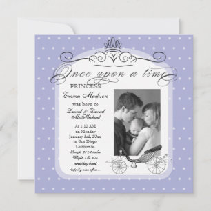 Princess Carriage Polka Dot Swirl Photo Baby Girl Aankondiging