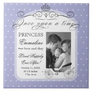 Princess Carriage Polka Dot Swirl Photo Baby Girl Tegeltje