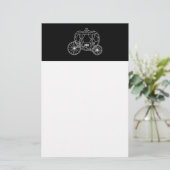 Princess Carriage, White op Black. Briefpapier (Staand voorkant)
