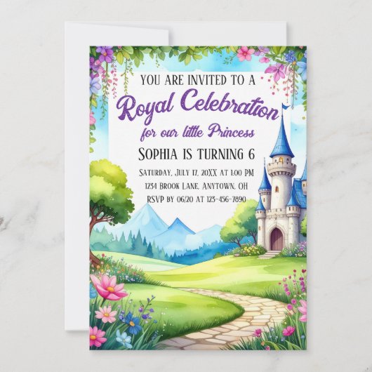 Princess Castle Anniversaire Fête Invitation (Devant)