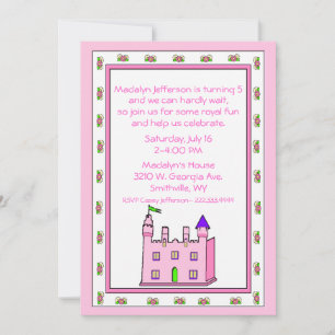 Princess Castle Birthday Party Invitation Kaart