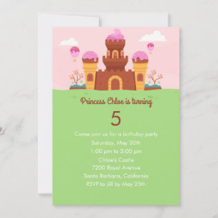 Princess Castle Birthday Party Invitation Kaart