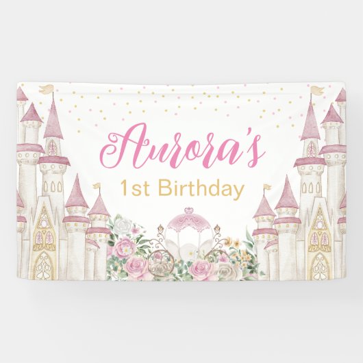 Princess Castle Carriage Anniversaire Bannière Pos (Horizontal)