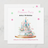 Princess Castle Enchanted verjaardagsuitnodiging Kaart (Voorkant / Achterkant)