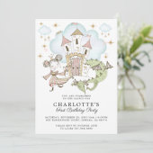 Princess Castle Girl's 1st Birthday Invitation (Debout devant)