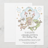 Princess Castle Girl's 1st Birthday Invitation (Devant / Derrière)