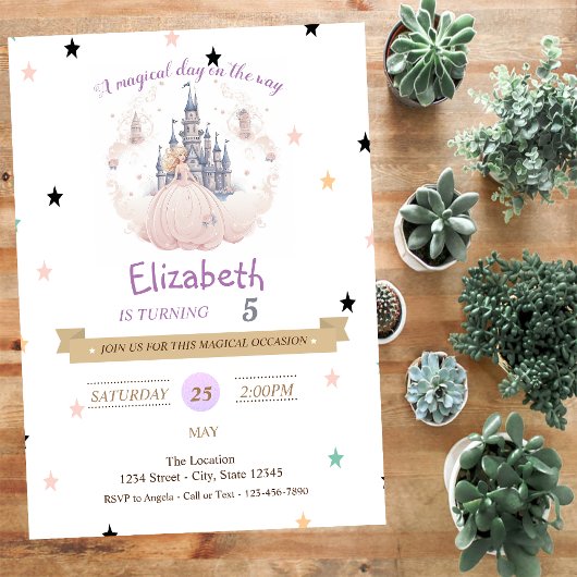 Princess Castle Hearts Invitation d'anniversaire