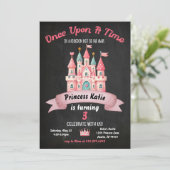Princess Castle Invitation Anniversaire Rose Girl (Debout devant)