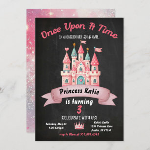 Princess Castle Invitation Anniversaire Rose Girl