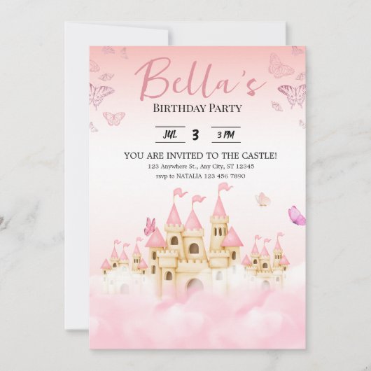 Princess Castle Invitation d'anniversaire (Devant)