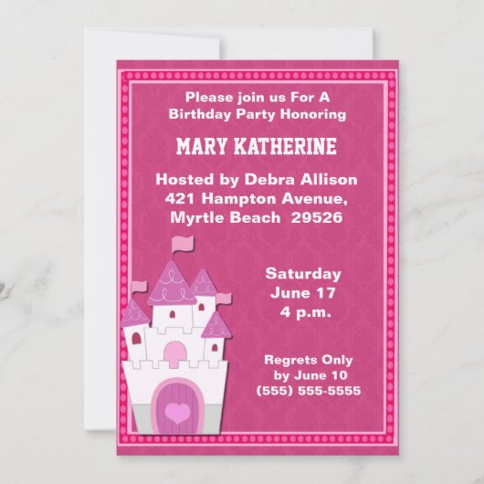 Princess Castle Invitation d'anniversaire (Devant)