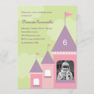 Princess Castle Photo Birthday Invitation Kaart