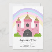 Princess Castle Pink Gold Birthday Party Kaart (Voorkant)