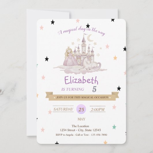 Princess Castle Pony verjaardagsuitnodiging Kaart (Voorkant)