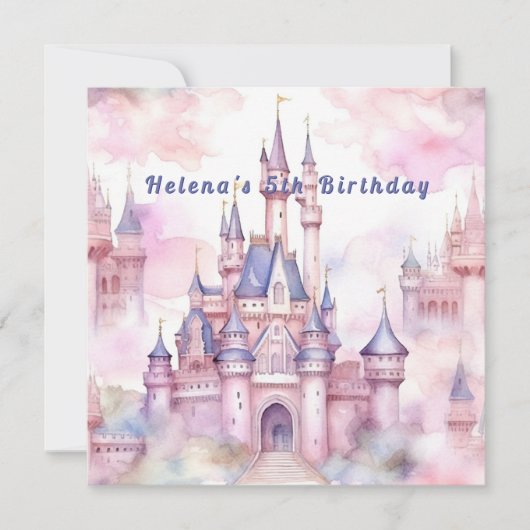 Princess Castle Roze Paarse Verjaardag Uitnodiging (Voorkant)