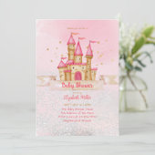Princess Castle Thème Baby Girl Douche Invitation (Debout devant)