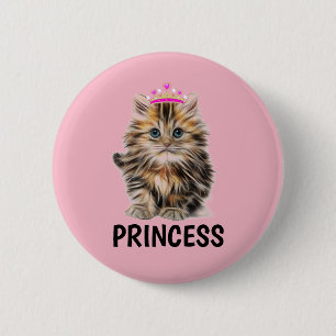 PRINCESS CAT KITTEN-BUTTONNEN RONDE BUTTON 5,7 CM