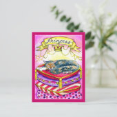 Princess Cat Kitten in roze briefkaart (Staand voorkant)