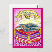 Princess Cat Kitten in roze briefkaart (Voorkant / Achterkant)