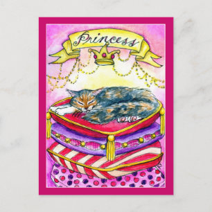 Princess Cat Kitten in roze briefkaart