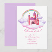 PRINCESS CHÂTEAU COLORÉ ANNIVERSAIRE INVITATION (Devant / Derrière)