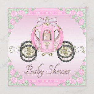 Princess Coach en Rozen Roze Baby shower Kaart